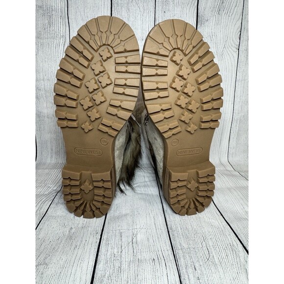 NINE WEST Gray Faux Suede Fur Trim Hiking Boots Sz 8 NWB - Picture 10 of 13